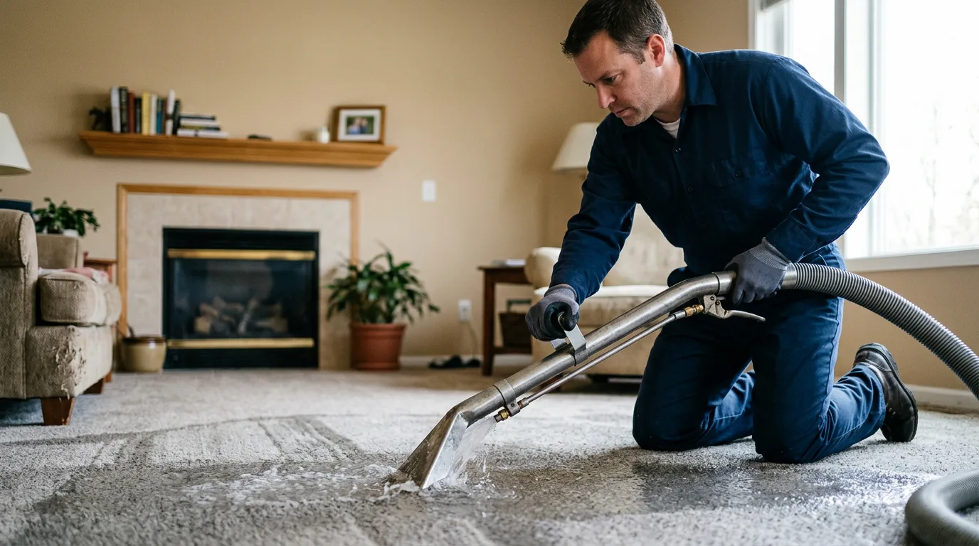 Water damage restoration technician working near Mulkeytown, IL